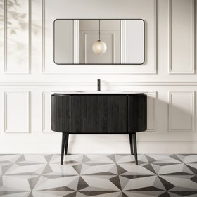Positano Black Oak Curved Vanity Unit 1200mm From Bathroom Mountain