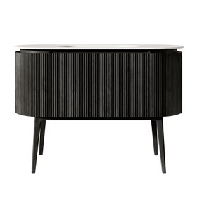 Positano Black Oak Curved Vanity Unit 1200mm From Bathroom Mountain