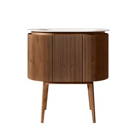 Positano Natural Walnut Curved Vanity Unit 800mm