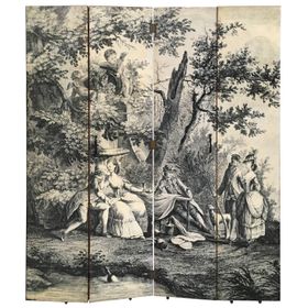 Italian Screen with Bucolic Transfer-Painting by Enzo Strada from 1950s
