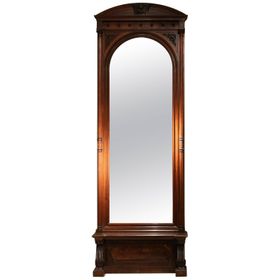 19th Century English Greek Revival Hand-Carved Rosewood Full Length Floor Mirror