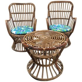 Midcentury Italian Bamboo and Rattan Living Room Set from 1960s