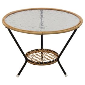 Original Wicker Glass Side Table for Rohé Noordwolde, Netherlands