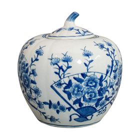 Vintage Spice Jar, Oriental, Ceramic, Pumpkin Ginger Urn, Art Deco, Circa 1940