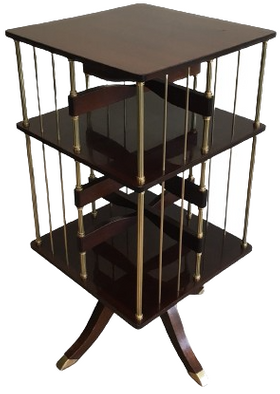 NEOCLASSICAL ST MAHOGANY & BRASS REVOLVING LIBRARY