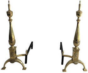 PAIR OF NEOCLASSICAL STYLE LBRONZE ANDIRONS