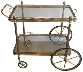 BAGUÉS. NEOCLASSICAL STYLE BRASS DRINKS TROLLEY