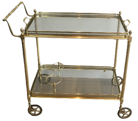 NEOCLASSICAL BRASS TROLLEY WITH 2 REMOVABLE TRAYS