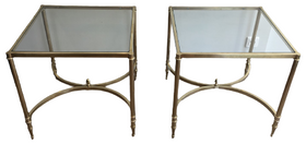 LARGE PAIR OF NEOCLASSICAL ST BRASS SIDE TABLES