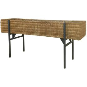 1960s Metal And Rattan Planter Trough Plant Stand, Italy