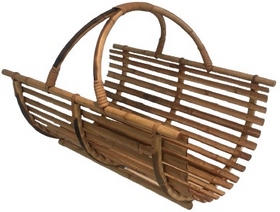 RATTAN LOGS HOLDER. FRENCH. CIRCA 1950