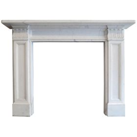Neoclassical-Detail White Marble Regency Fireplace Mantel