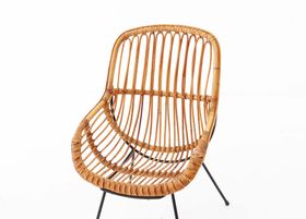 Pair of Rattan, Wicker and Iron Armchairs, Italian, 1950s