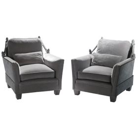 Pair of Neoclassical Velvet Maison Jansen Armchairs, 1960s