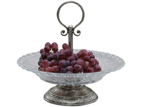 Glass Etagere on silver stand