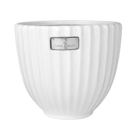 Flower Pot White With Grooves