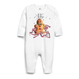 PERSONALISED CHRISTMAS GINGERBREAD MAN SLEEPSUIT BABYGROW