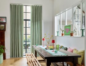 HILLARYS JONATHON ADLER CURTAINS IN PORTOFINO STRIPE OLIVE