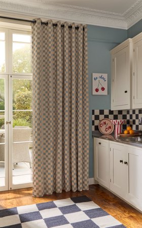 HILLARYS JONATHAN ADLER CURTAINS IN CHECKERBOARD CHALK