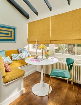 HILLARYS JOHNATHAN ADLER CURTAINS IN LISBON MUSTARD