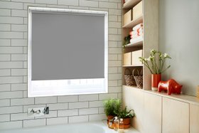HILLARYS WARREN DARK GREY PVC ROLLER BLIND BATHROOM