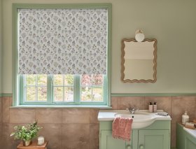 HILLARYS YVETTE BLACKOUT PURPLE ROLLER BLIND BATHROOM