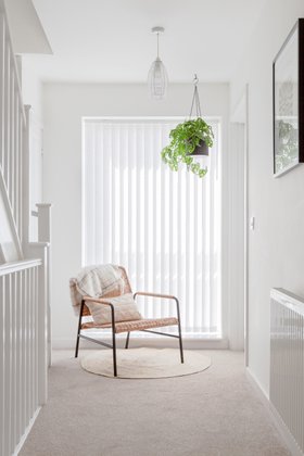 HILLARYS ARRAN CHALK VERTICAL BLINDS HALLWAY