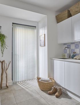 HILLARYS LARRY DENIM VERTICAL BLINDS KITCHEN