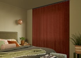 HILLARYS ZELDA BRICK VERTICAL BLINDS BEDROOM
