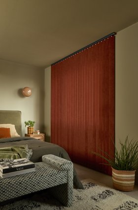 HILLARYS ZELDA BRICK VERTICAL BLINDS BEDROOM