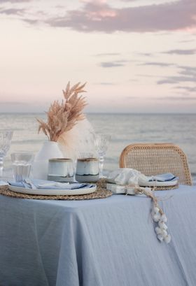 Cloudy Blue  Linen Tablecloth