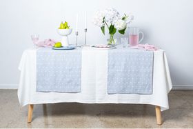 Light Blue Polka Dot Table Runner