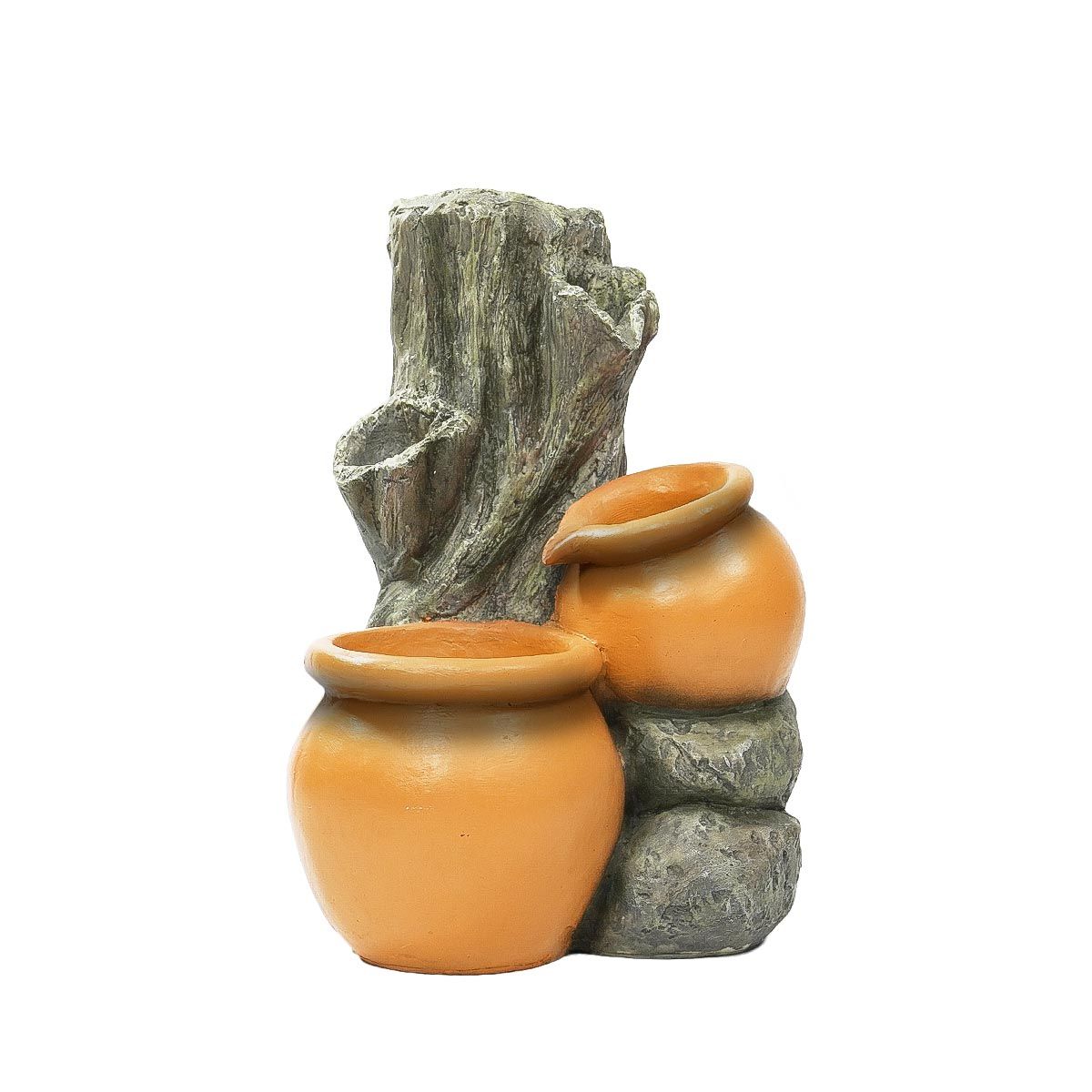 Plug In & Solar Rustic Tree Trunk Water Feature and Planter