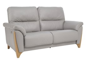 ercol Enna Medium Sofa in Leather and a Clear Natural finish - Cutout Angle