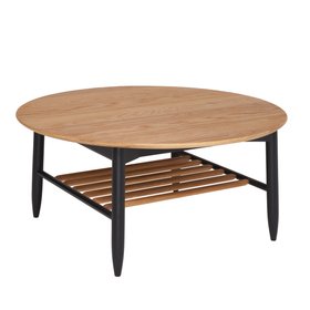 ercol Monza Round Coffee Table in a Patina Oak Black Finish - Cutout Angle