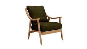 ercol Marino Chair Upholstered in a Moss Green Fabric and Dark Finish - Cutout Angle