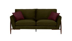 ercol Forli Medium Sofa Upholstered in a Moss Green Fabric and in a Dark Finish - Front Cutout