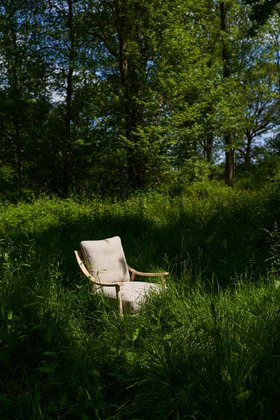 ercol Upholstered Marino Chair in a Clear Natural Finish - Lifestyle