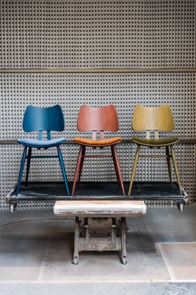 ercol Butterfly Chairs in Ink Blue, Burnt Umber & Moss Green