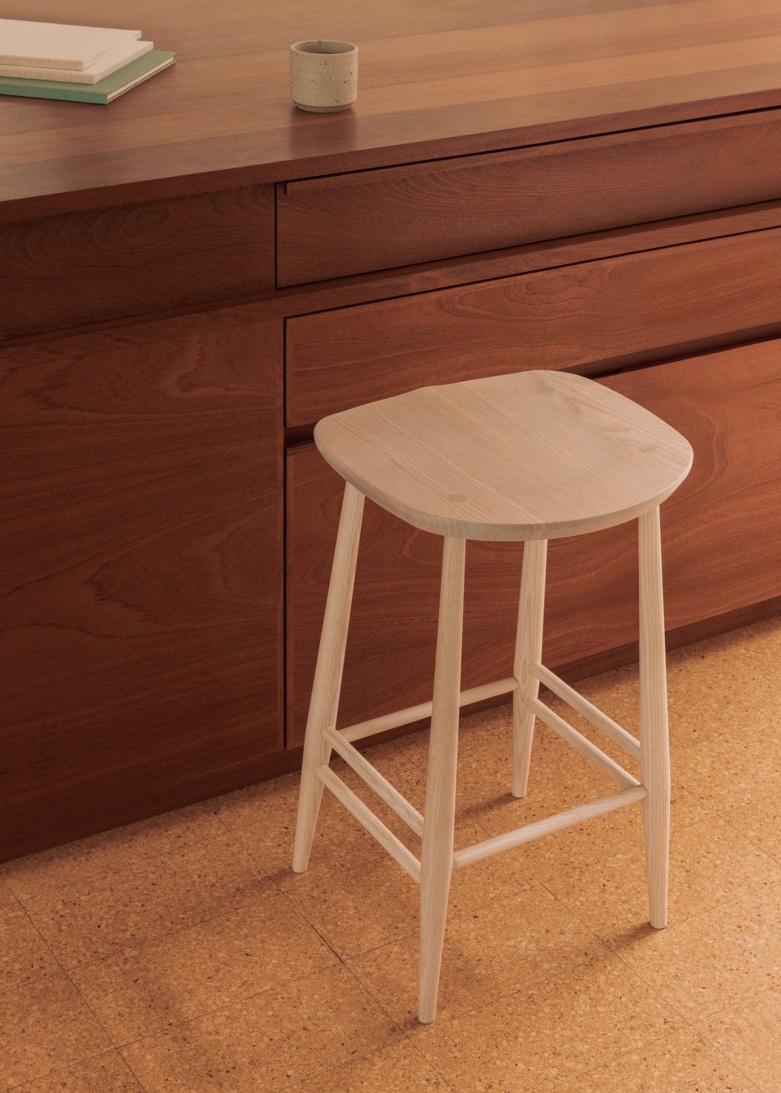 ercol Collection Counter Stool in a Whitened Finish