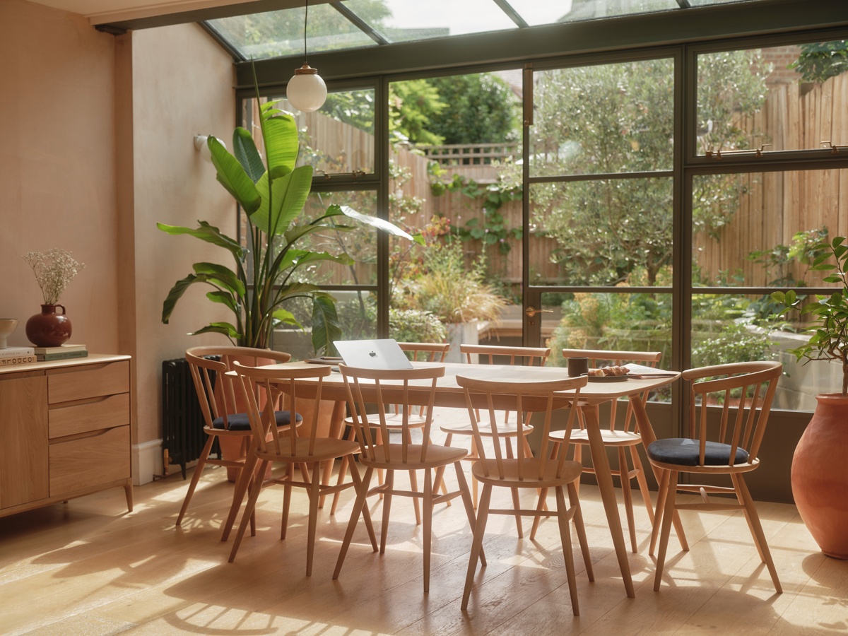 ercol Heritage Large Dining Table, Chairs and Armchairs in an Oak Clear Matt Finish