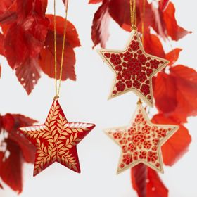Four Fairtrade Hanging Christmas Stars