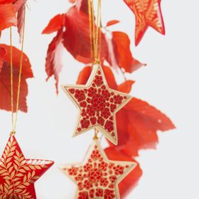 Four Fairtrade Hanging Christmas Stars