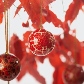 Six Small Fairtrade Baubles in Red and Gold