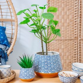 Blue Sea and Waves Japanese Pot