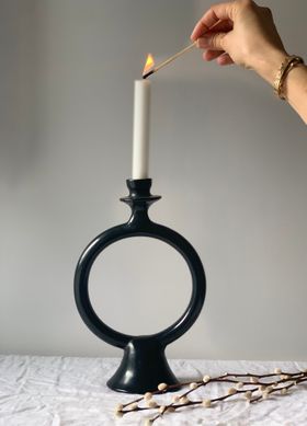 Chabi Chic - Tadelakt Candlestick Holder Black