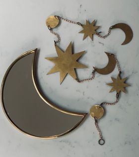 Lunar Wall Mirror & Shooting Star Brass Garland