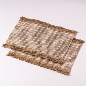 Pack of 2 Jute Geo Rectangle Placemats