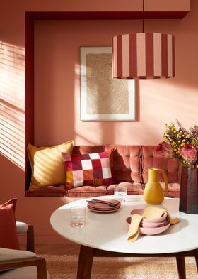 Beatrice Stripe Drum Lamp Shade - Dark Pink