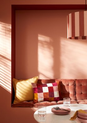 Beatrice Stripe Drum Lamp Shade - Dark Pink